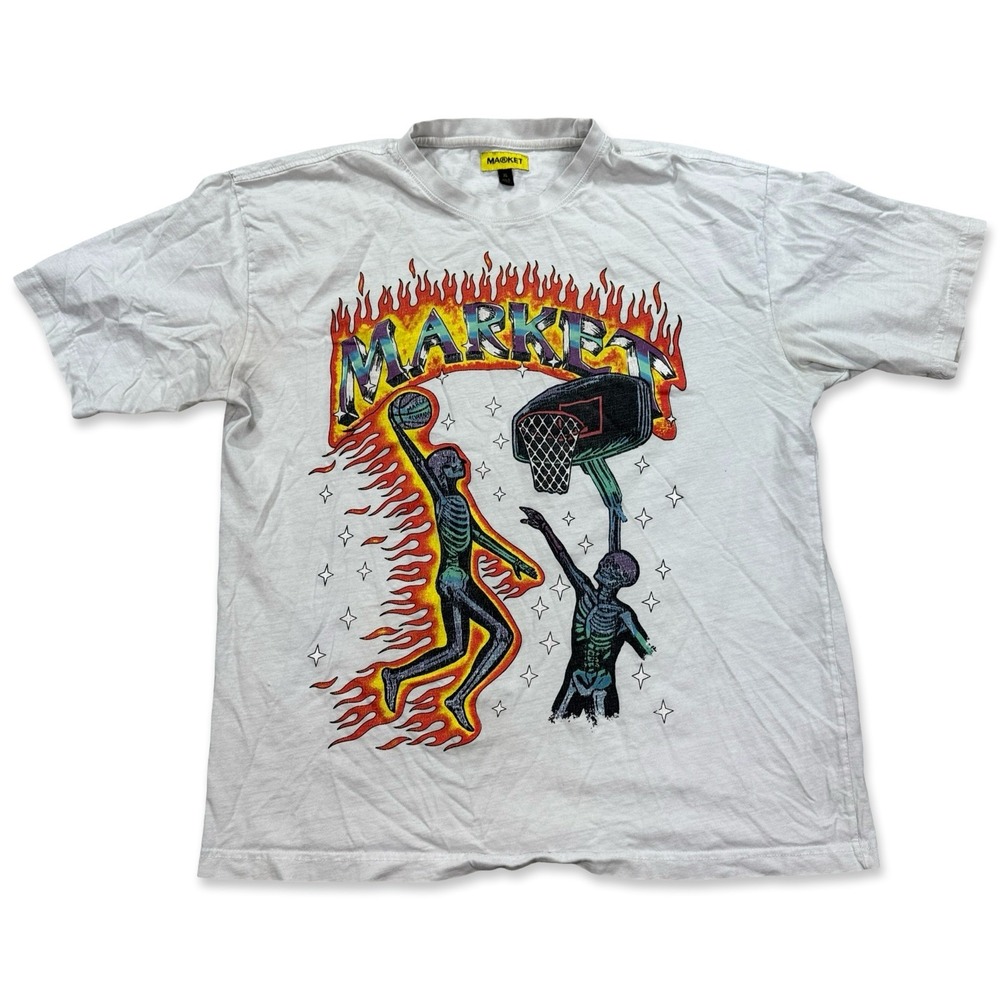 Market‎ Shirt Men's XL White Marcos Alvarado Skeleton Basketball Streetwear NBA